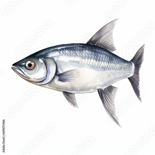 Watercolor Herring fish isolated on a white background © Rezaul