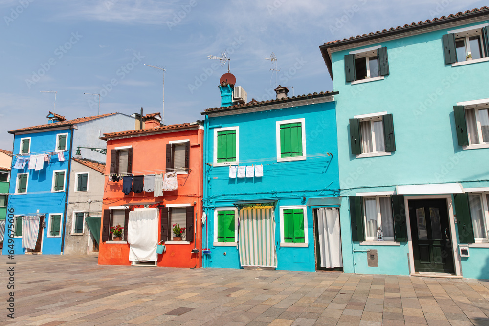 The colourful town of Burano in Venice, Italy