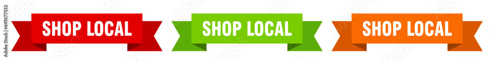 shop local ribbon. shop local isolated paper sign. banner shop local ribbon. shop local isolated paper sign. banner