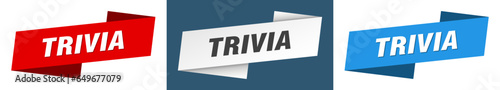 trivia banner. trivia ribbon label sign set