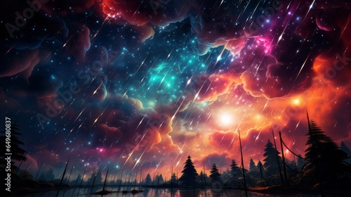 surreal colorful sky in the night