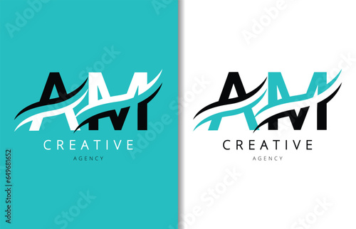 AM Letter Logo Design with Background and Creative company logo. Modern Lettering Fashion Design. Vector illustration