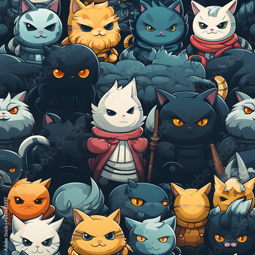 Cats. Cartoon illistion seamless background.