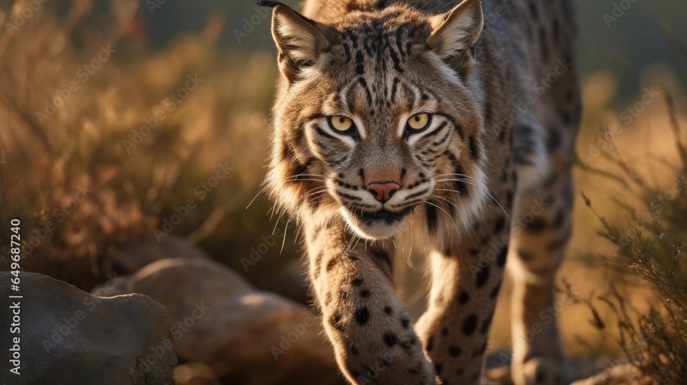 Fototapeta premium Adult Iberian lynx in a Mediterranean oak forest