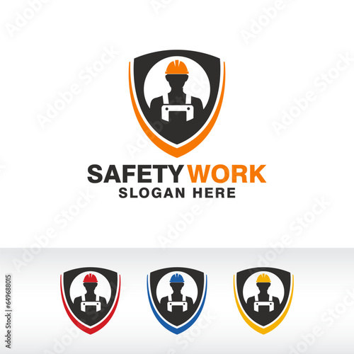 safety work logo design vector template photo