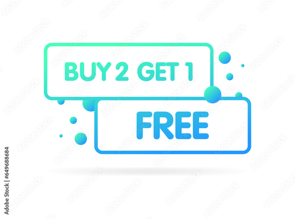 Buy 2 get 1 free icon. Flat, blue, buy 2 get 1, free icon. Vector icon Buy 2 get 1 free icon. Flat, blue, buy 2 get 1, free icon. Vector icon
