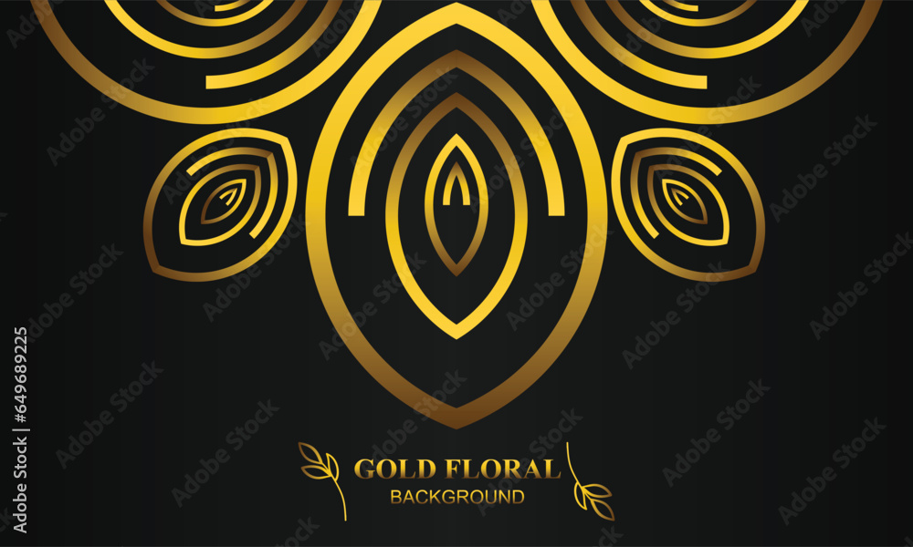 elegant gold floral background with floral and leaf ornament