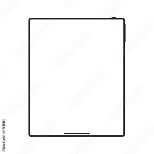 tablet black color with blank touch screen and flare isolated on white background. realistic and detailed device mockup. stock vector illustration