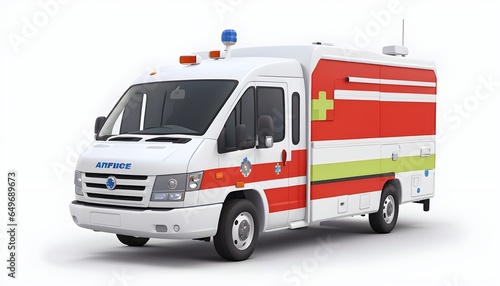 3d hospital emergency service ambulance isolated on white background