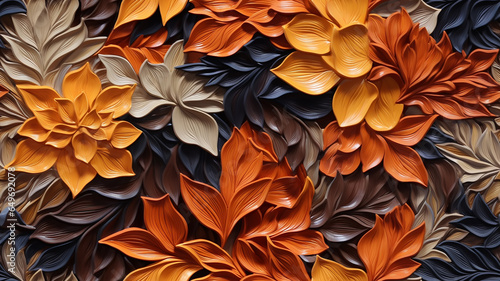 Wallpaper Mural yellow autumn leaves abstract background plastic sculpture digital 3d graphics Torontodigital.ca