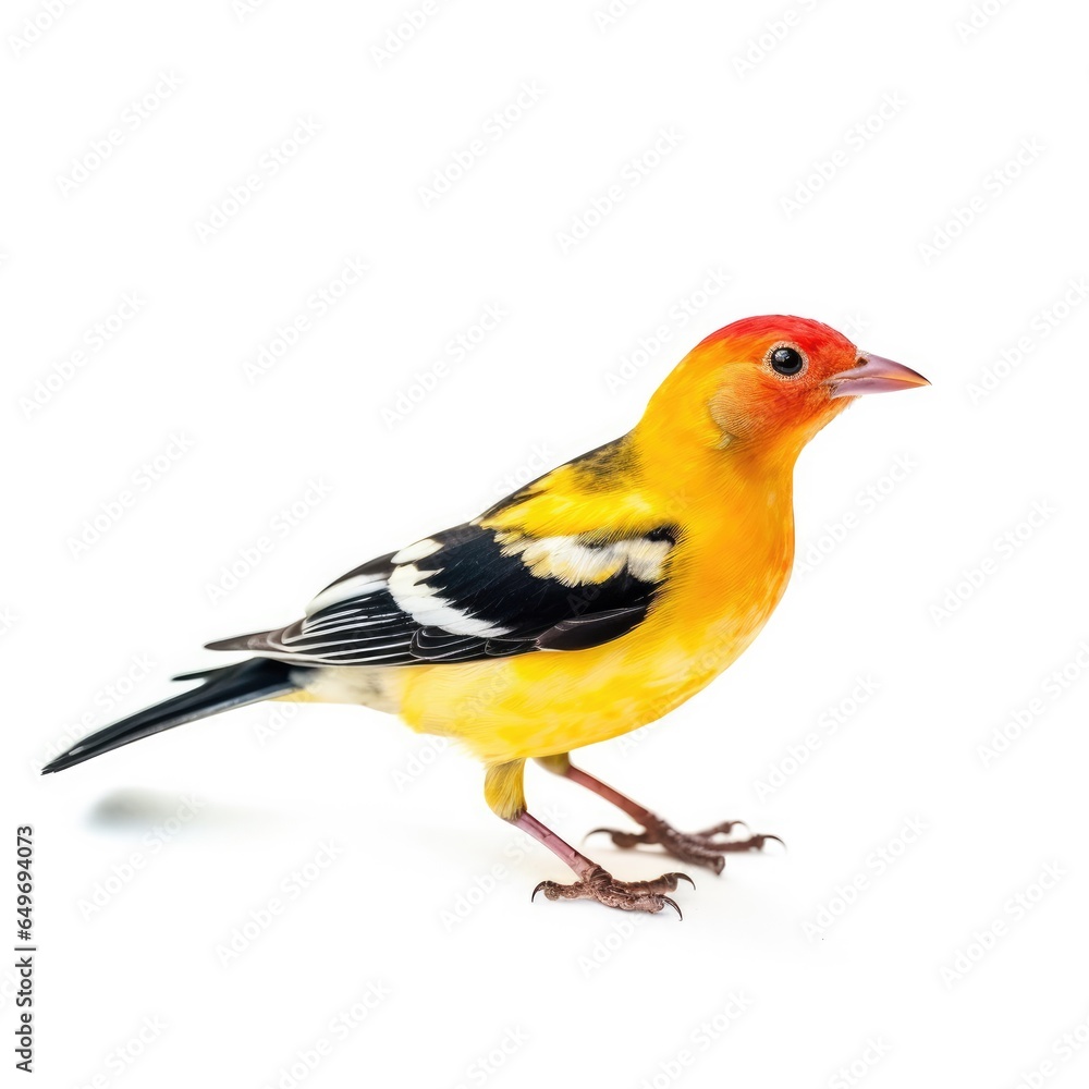 Western tanager bird isolated on white background. Western tanager bird isolated on white background.