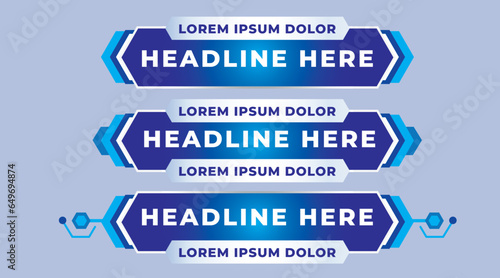 Lower third news sport game play shape badge abstract blue broadcasting television geometric modern banner design