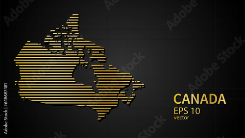  Vector gold map of Canada, futuristic modern website background or cover page .
