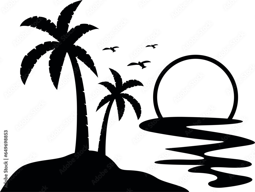 Summer Palm tree beach Cutfile, cricut ,silhouette, SVG, EPS, JPEG, PNG ...