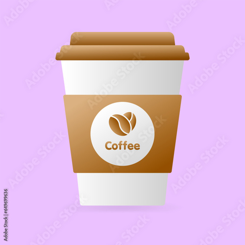 Coffee cup icon. Flat, brown, glass of coffee. Vector icon