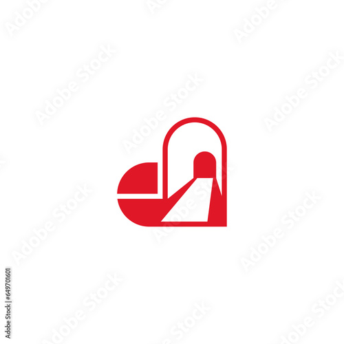 Heart and doorway logo design concept.