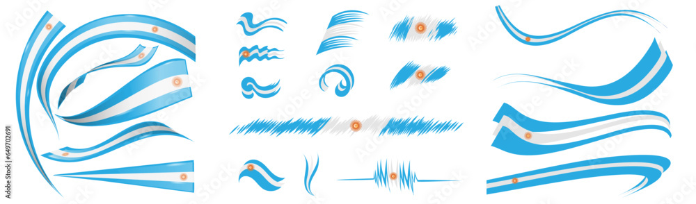 Argentina flag set elements, vector illustration on a white background Argentina flag set elements, vector illustration on a white background