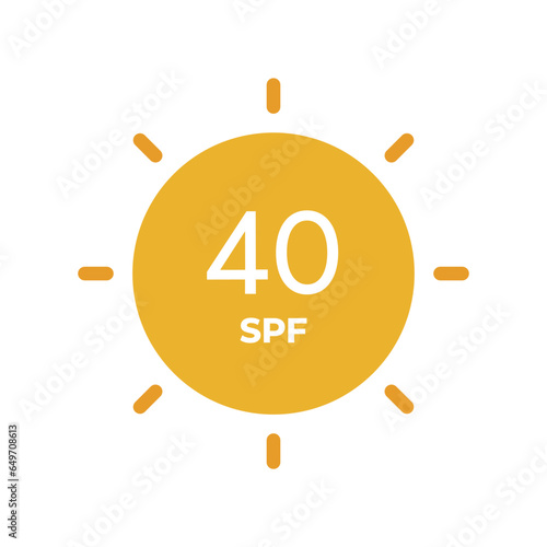 SPF line icon vector. 40 Sun protection symbols for sunblock or sunscreen products. For cosmetic packaging