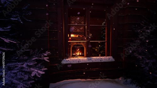 Fireplace with Christmas tree