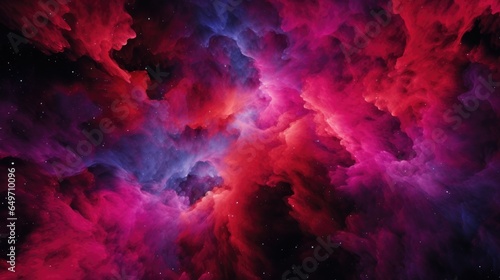 Red blue abstract cosmic galaxy background. Celestial outer space wallpaper. Illustration of beauty of colorful stellar universe with stars and nebula.