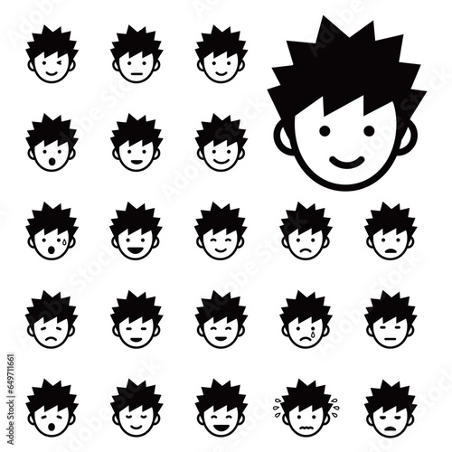 男の子表情アイコンセット