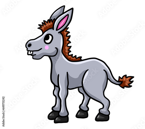 Stylized Adorable Funny Grey Donkey