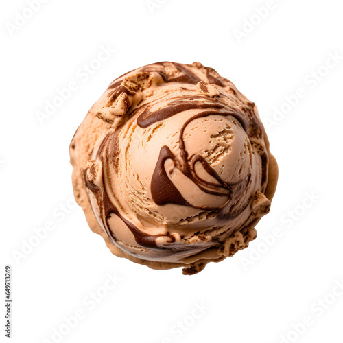 Front view of Mocha Almond Fudge  ice cream isolated on a white transparent background 