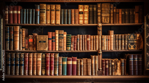 prateleiras da biblioteca com livros antigos