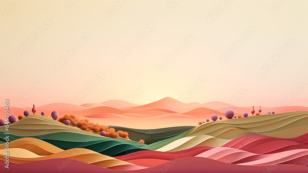autumn landscape in tuscany origami paper sculptural.