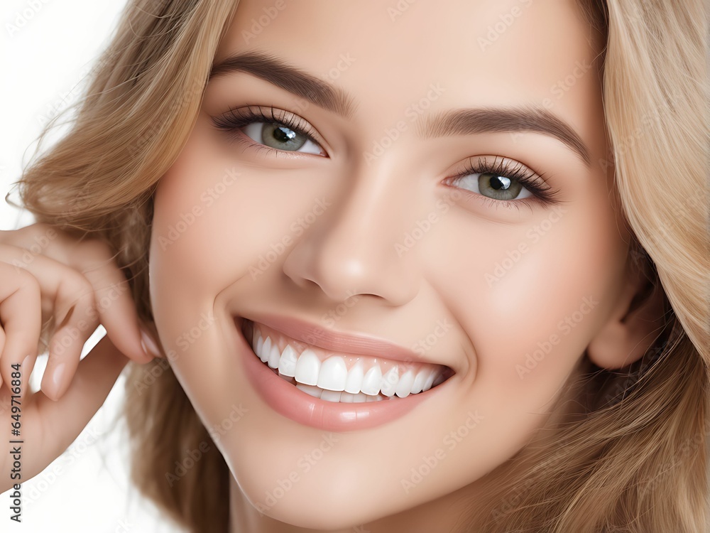 A closeup portrait of young Asian smiling woman with clean white teeth. Generative AI A closeup portrait of young Asian smiling woman with clean white teeth. Generative AI