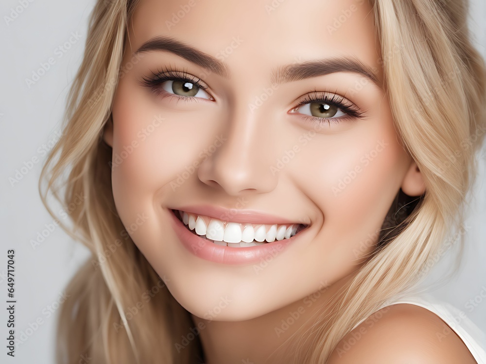 A closeup portrait of young Asian smiling woman with clean white teeth. Generative AI A closeup portrait of young Asian smiling woman with clean white teeth. Generative AI