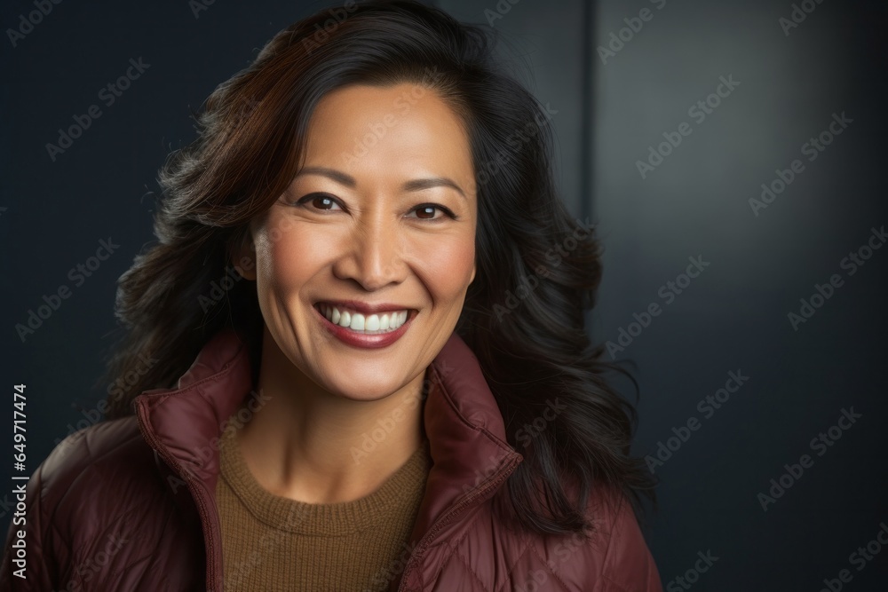 portrait of a confident Filipino woman in her 40s wearing a chic cardigan against an abstract background portrait of a confident Filipino woman in her 40s wearing a chic cardigan against an abstract background