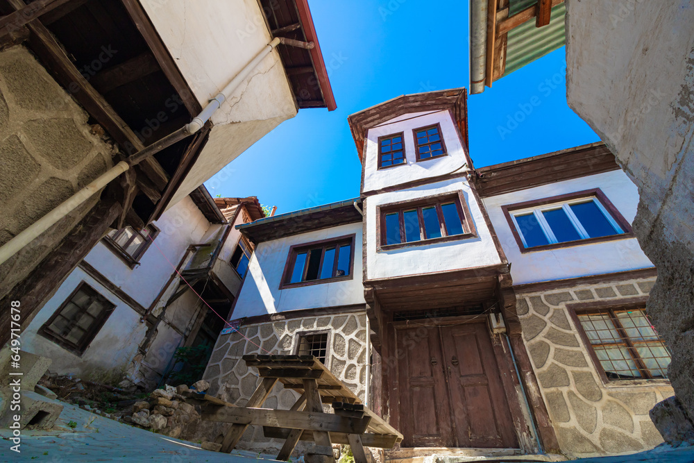 Wide angle view of traditional houses of Beypazari district of Ankara