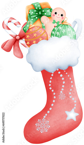 watercolor cute christmas and new year stocking