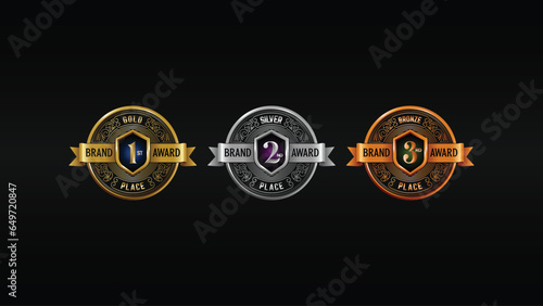 Elegant Champion Award Design: Exquisite Gold, Silver, and Bronze Medals. A Symbol of Excellence and Achievement. Classy Vector Illustration.