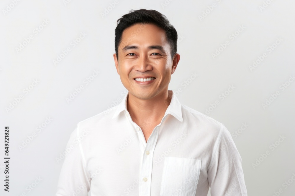 Portrait of a confident Filipino man in his 30s wearing a chic cardigan against a white background Portrait of a confident Filipino man in his 30s wearing a chic cardigan against a white background