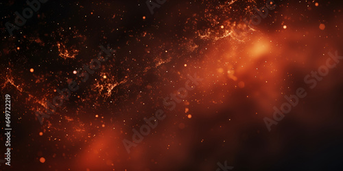 3d burning embers glowing. fire glowing particles on black background.Image of the fiery arena. futuristic concept. high quality Abstract red bokeh background GENERATIVE AI