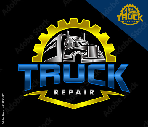 truck diesel repair, service logo template