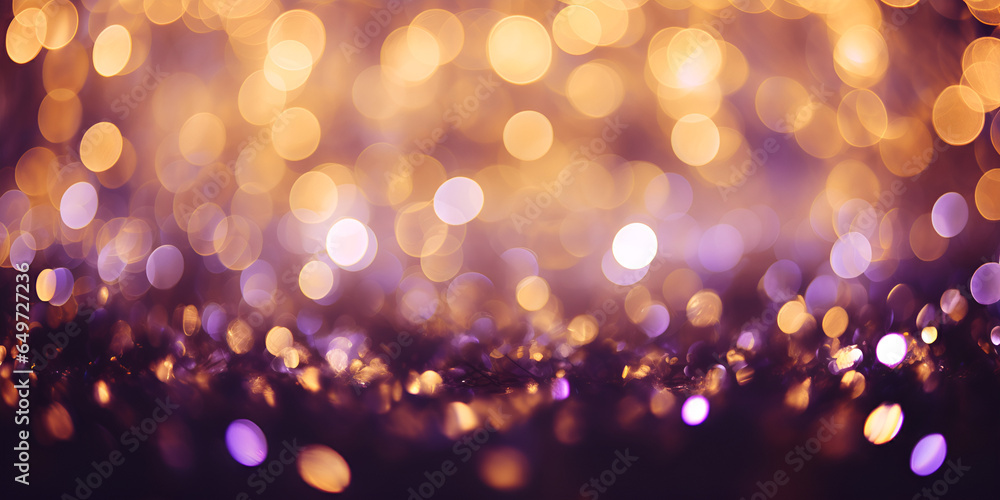 A purple background with gold glitters and sparkles. 
Glamorous Purple and Gold Glitter Background
