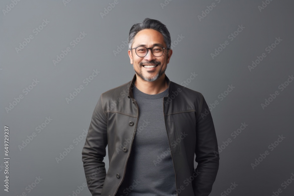 medium shot portrait of a Japanese man in his 40s wearing a chic cardigan against a minimalist or empty room background medium shot portrait of a Japanese man in his 40s wearing a chic cardigan against a minimalist or empty room background
