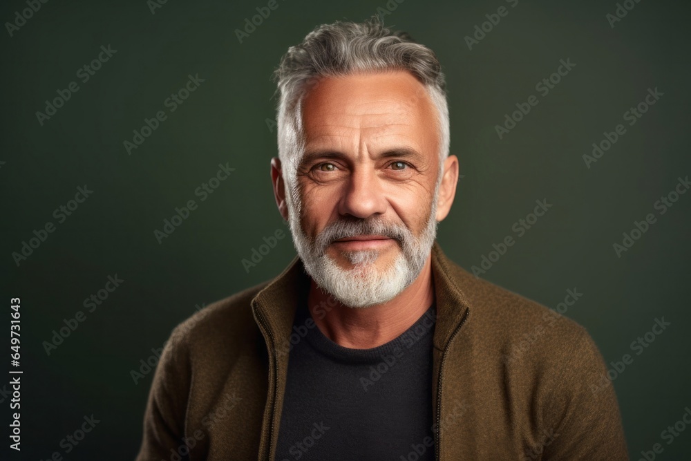 medium shot portrait of a Polish man in his 50s wearing a chic cardigan against an abstract background medium shot portrait of a Polish man in his 50s wearing a chic cardigan against an abstract background