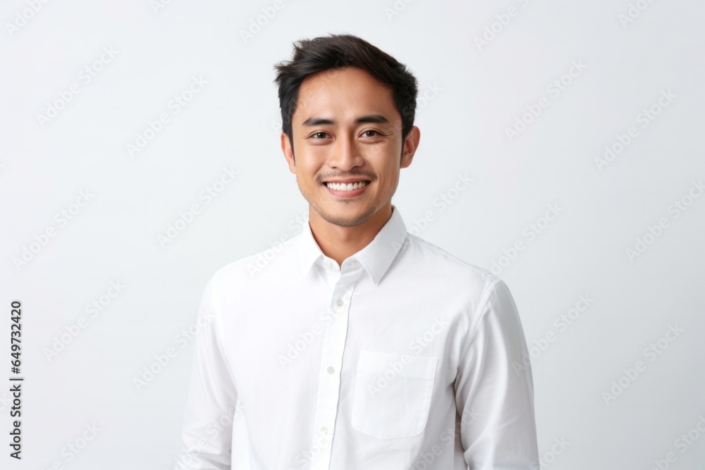 medium shot portrait of a confident Filipino man in his 30s wearing a chic cardigan against a white background medium shot portrait of a confident Filipino man in his 30s wearing a chic cardigan against a white background