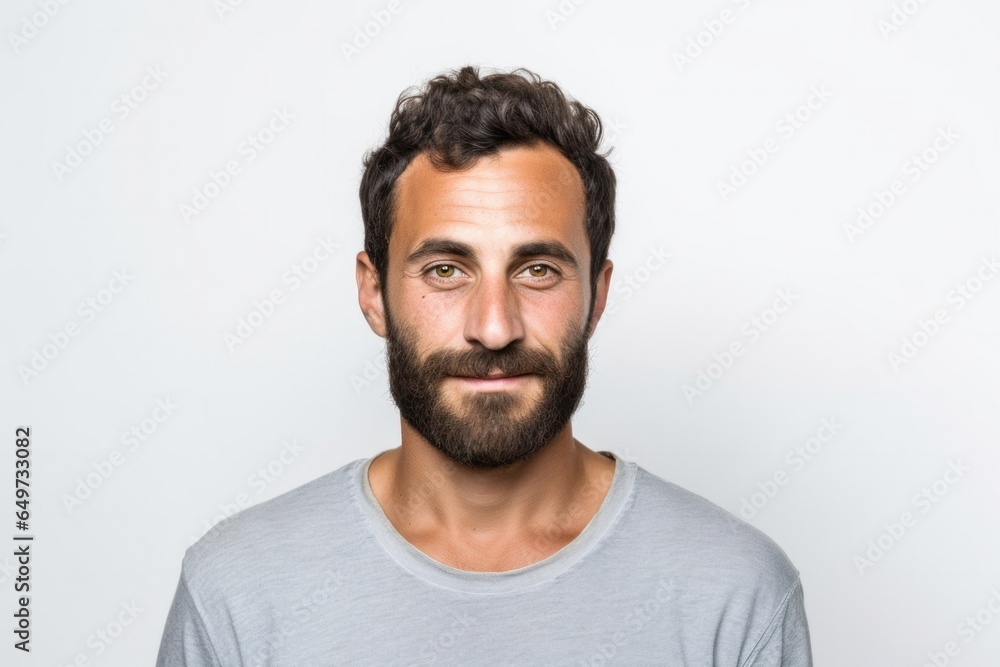 Obraz premium medium shot portrait of a confident Israeli man in his 30s wearing a chic cardigan against a white background