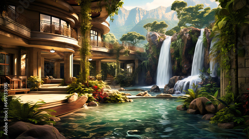 Majestic Waterfalls Cascading into Serene Pools,