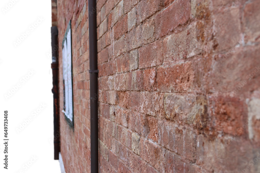 Street with old brick wall in Venice, isolated PNG photo with transparent background. High quality cut out scene element. Realistic image overlay