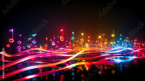 Floating Musical Notes with Vibrant Trails,