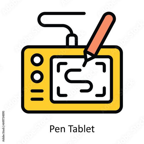 Pen Tablet vector Filled outline Icon Design illustration. Graphic Design Symbol on White background EPS 10 File photo