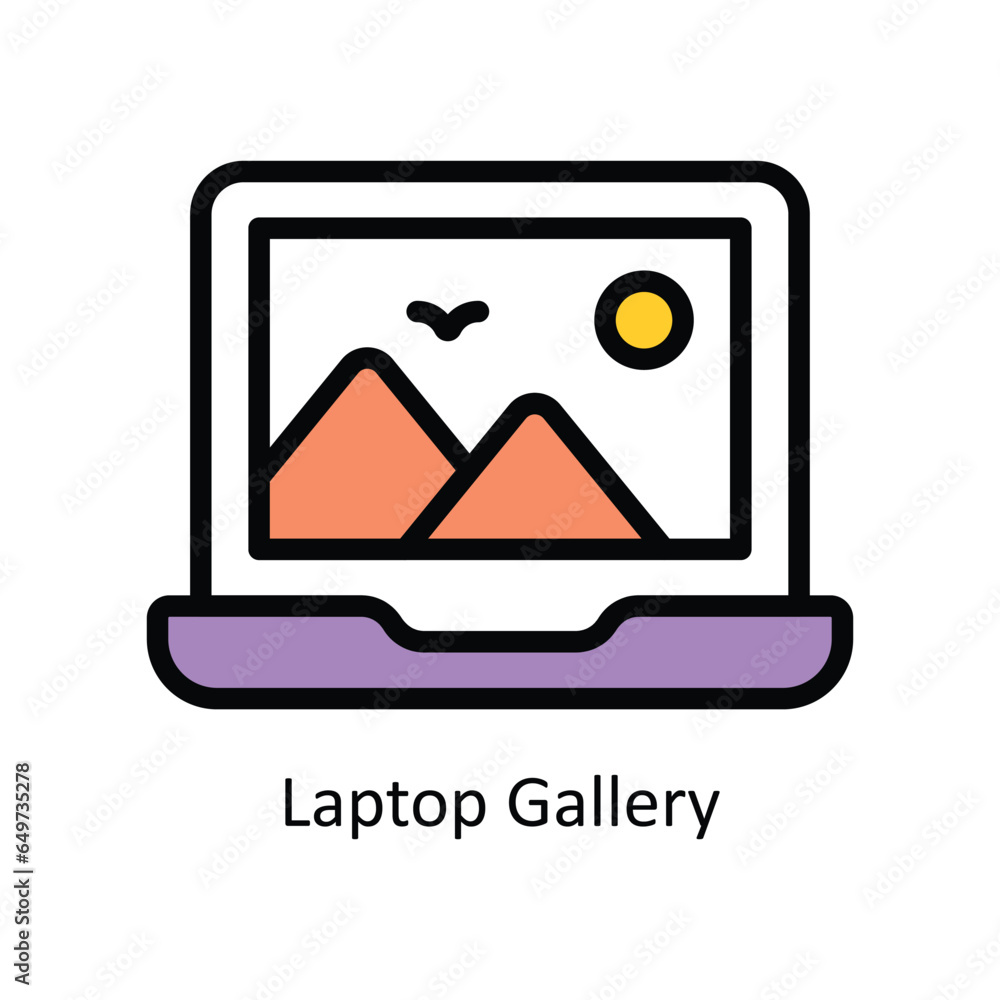 Laptop Gallery vector Filled outline Icon Design illustration. Graphic Design Symbol on White background EPS 10 File Laptop Gallery vector Filled outline Icon Design illustration. Graphic Design Symbol on White background EPS 10 File