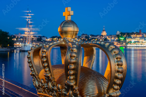 Photography stockholm view with crown at night
