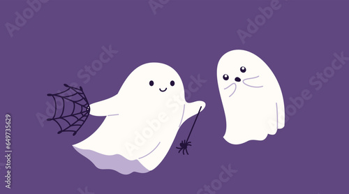 Cute halloween ghost vector illustration. Childish scary boo